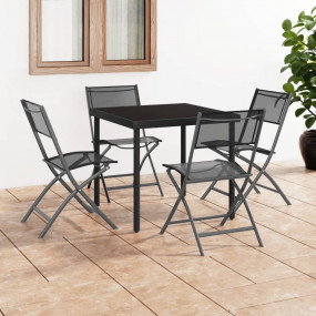 Folding Outdoor Chair Set of 4 Black