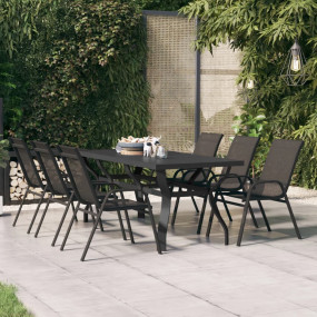 Garden Table Black Powder-coated steel, tempered glass ...