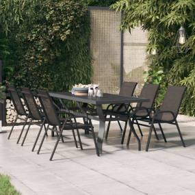 Garden Table Grey and Black Powder-coated steel, temper...