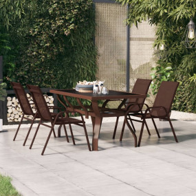 Garden Table Brown and Black Powder-coated steel, tempe...