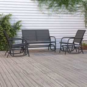 Garden Lounge Set Set of 3 Black Steel, Textilene Stand...