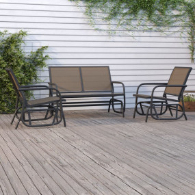 Garden Lounge Set Set of 3 Brown Textilene and Steel Me...