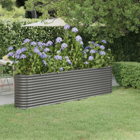 Garden Raised Bed Grey Powder-coated steel Large Durabl...