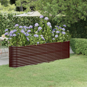 Garden Raised Bed Brown Powder-coated steel 102.4 x 15....