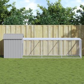 Chicken Cage Light Grey Galvanized Steel 46.1 x 159.4 x...