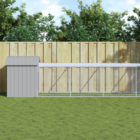 Chicken Cage Light Grey Galvanized Steel 46.1 x 400.4 x...