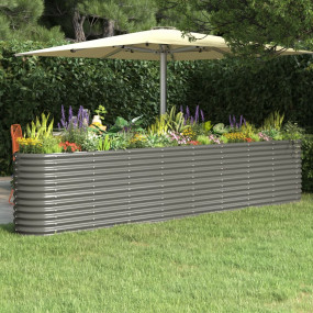 Garden Raised Bed Grey Powder-coated steel 130.7 x 15.7...