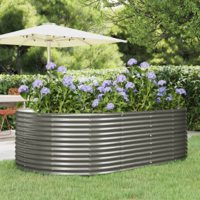 Garden Raised Bed Grey Powder-coated steel Large Durabl...