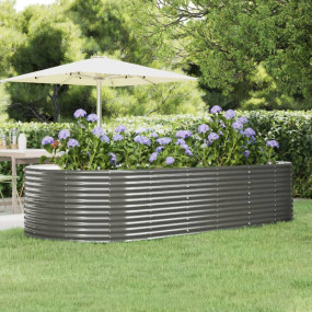 Garden Raised Bed Grey Powder-coated steel Large