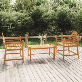 Garden Chair Set of 2 Natural Teak Solid Teak Wood Medi...