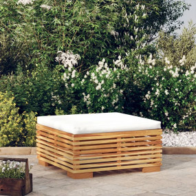Footrest Cream, Natural Teak Solid teak wood, 100% poly...