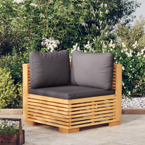 Corner Sofa Dark Grey Solid teak wood 27.4 x 27.4 x 23....