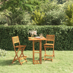 Bistro Table Natural Solid Acacia wood Tall Simple Squa...