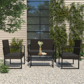 Garden Lounge Set Set of 4 Black