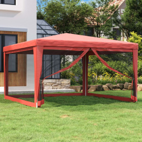 Imag:Party Tent Red HDPE Large Collapsible Party Tent Square