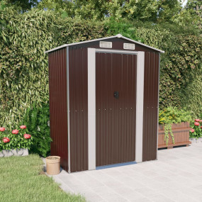 Garden Shed Dark Brown Galvanized Steel Large Sliding C...
