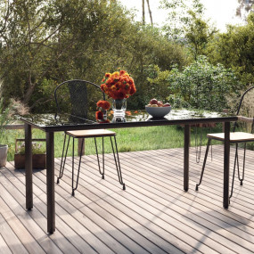 Dining Table Black Powder-coated steel, tempered glass