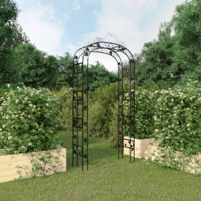 Garden Arch Black Powder-Coated Steel Large Decorative ...