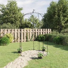 Garden Arch Black Powder-Coated Steel 70.9x100.4 in Dur...