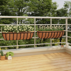 Wall Trough Black Steel, Coconut fiber Wall Trough Cres...