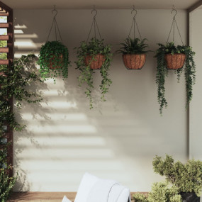 Hanging Planter Black Steel with powder coating, Coconu...