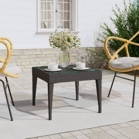 Side Table Black PE rattan, powder-coated steel, temper...
