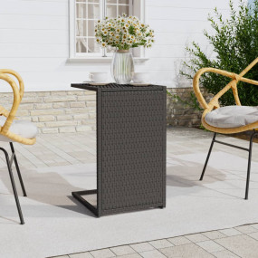 C Table Black PE Rattan Small Durable C Table Rectangul...