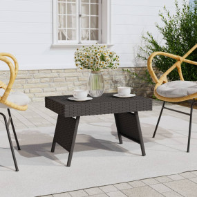 Side Table Black PE Rattan, Powder-Coated Steel Small F...