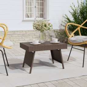 Side Table Brown PE rattan, Powder-coated steel Compact...