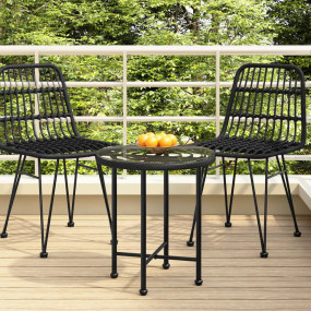 Dining Table Black Steel Compact UV-resistant Bistro Ta...