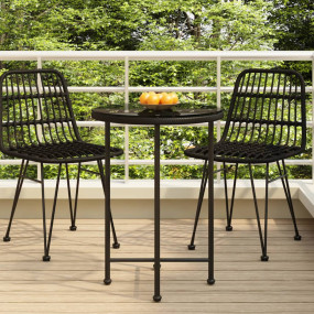 Dining Table Black Tempered Glass Small UV-resistant ma...