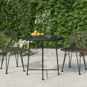 Dining Table Black Steel 31.5 in Durable Dining Table R...
