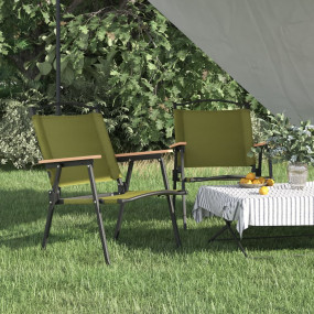 Imag:Camping Chair Set of 2 Green 500D Oxford fabric with PE coating