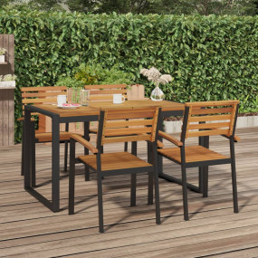 Garden Table Natural wood and black