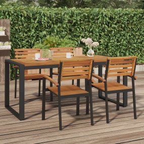 Garden Table Brown, Black Solid acacia wood 70.9 x 35.4...