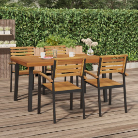 Garden Table Natural wood Solid acacia wood and powder-...