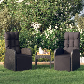 Reclining Garden Chair Black PE rattan Large Adjustable...
