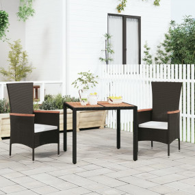 Garden Table With Wooden Top Black