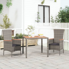 Garden Table With Wooden Top Grey