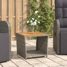 Tea Table Grey PE Rattan Compact Durable Tea Table Squa...