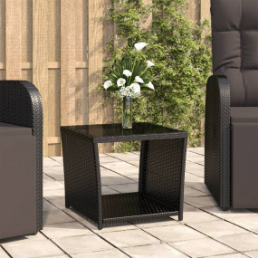 Tea Table Black PE Rattan Compact Coffee Table Square