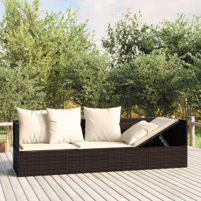 Outdoor Lounge Bed Brown, Cream White
