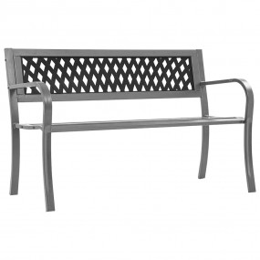 Garden Bench Black Steel, plastic 47.2 in Durable Garde...