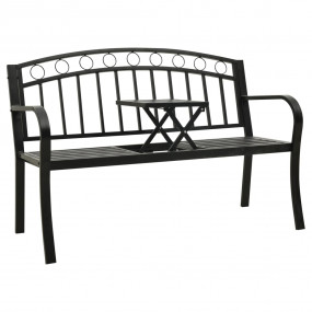 Garden Bench With Table Black Powder-coated steel 47.2 ...