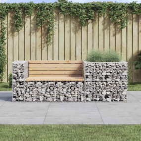 Garden Bench With Gabion Basket Natural Pine, Silver