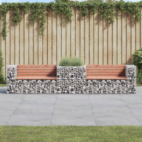 Garden Bench With Gabion Basket Natural wood Solid Doug...