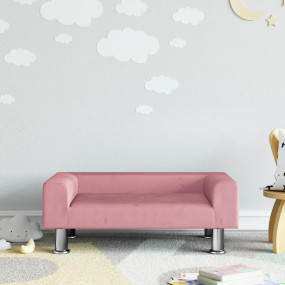 Imag:Kids Sofa Pink Velvet (100% polyester), solid pine wood Small