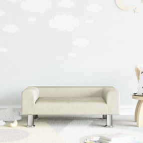 Imag:Kids Sofa Cream Velvet, Foam, Solid Pine Wood Mini Kids Sofa