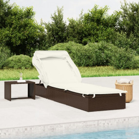 Sunbed Brown PE Rattan, Powder-Coated Steel 83.9x24.8x3...