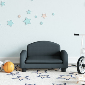 Kids Sofa Dark Grey Polyester Fabric, Solid Pine Wood, ...